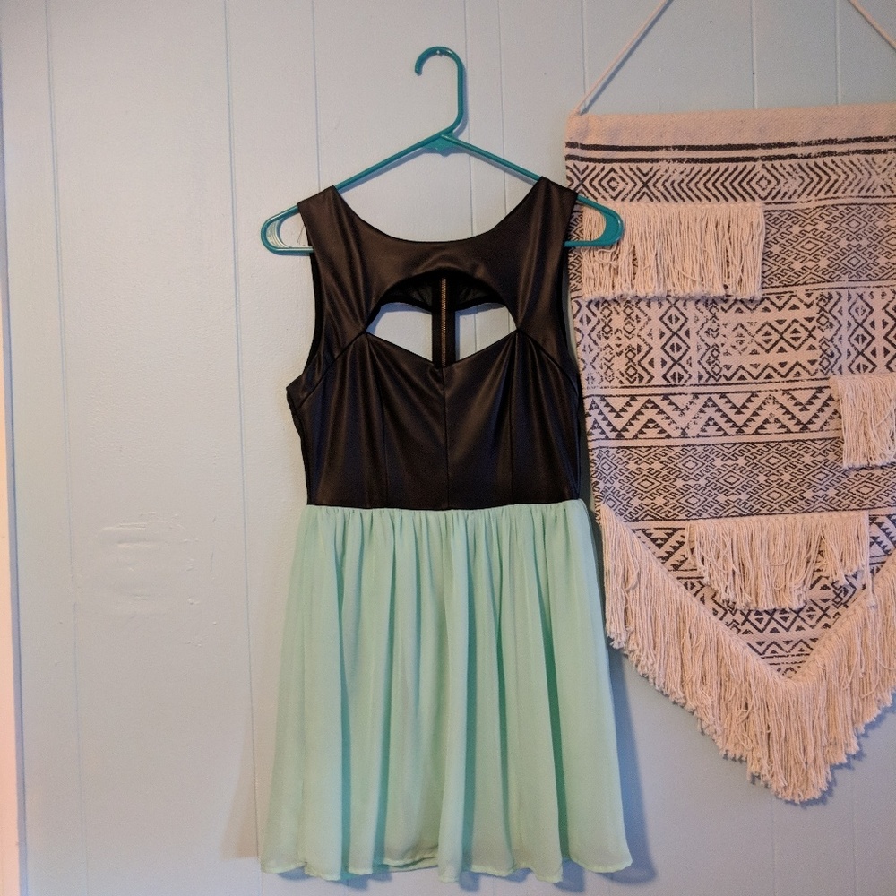 Black and mint dress